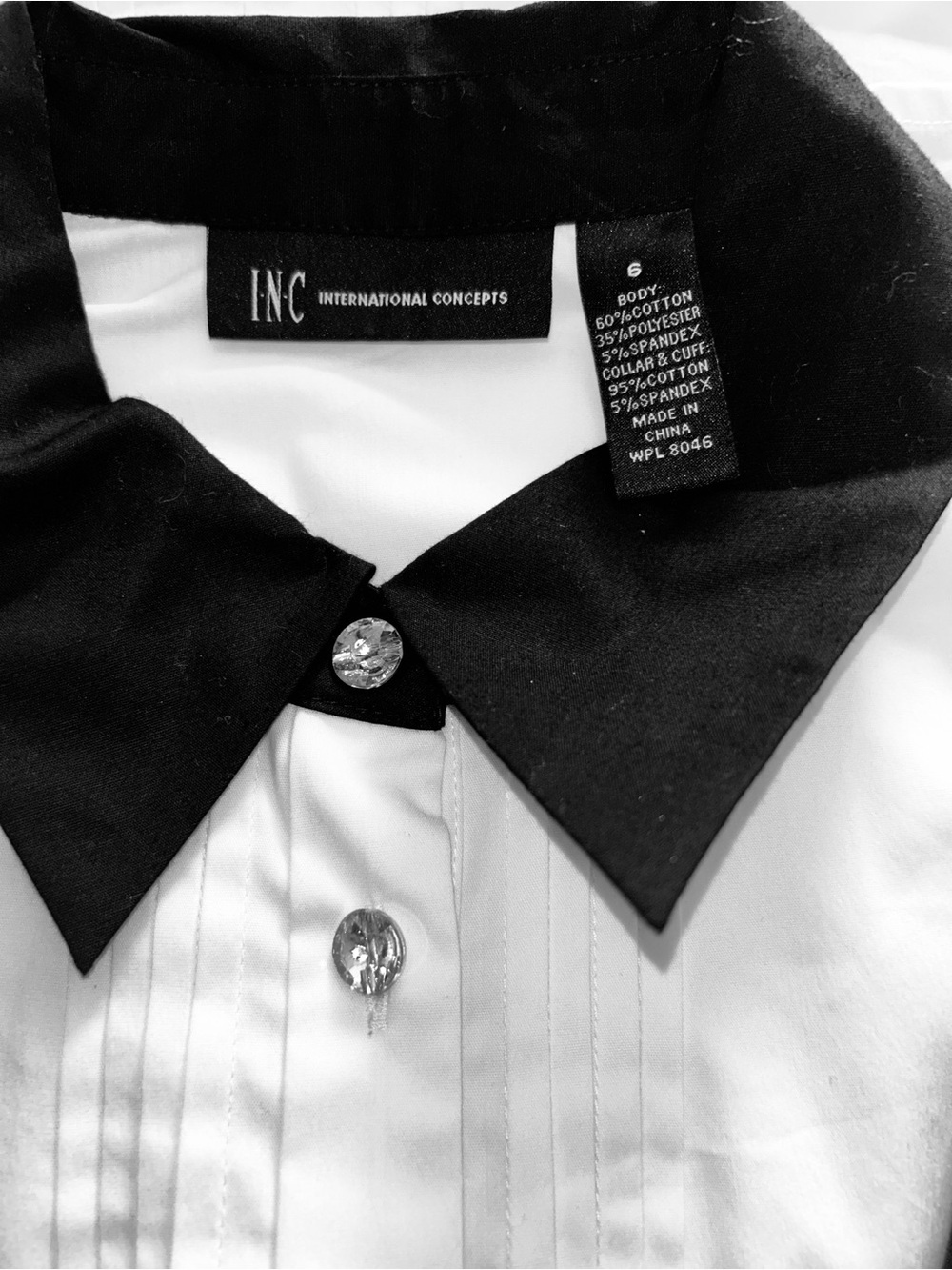 White Dress Shirt with Black Contrast Collar and Cuffs - Picture 4 of 4